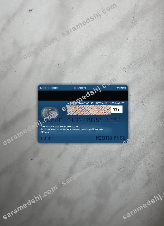 Canada Royal bank (RBC) master debit card photolook back